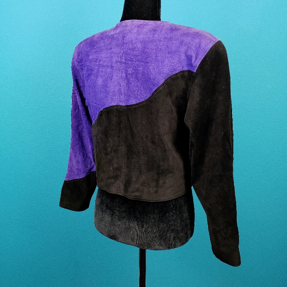 ⚜️ 🟣 JOANIE CHAR Genuine Suede Retro Mod Jacket // (VINTAGE) // (RARE!) - Picture 2 of 8